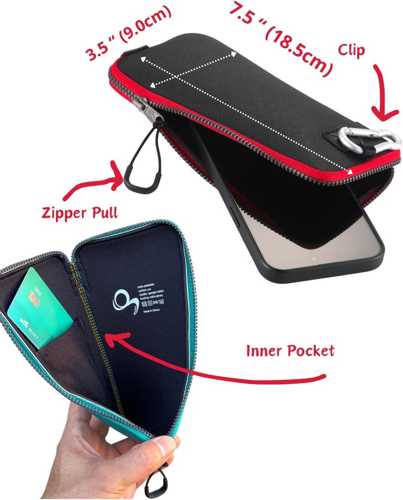 OneJoy Phone Sleeve Lightweight Cell Phone Pouch for Mobile Protection, Slim Fit and Durable, with Clip-on for Easy Carrying, Enough for 6.1" to 6.9" Cellphone [ Black ] - Image 5